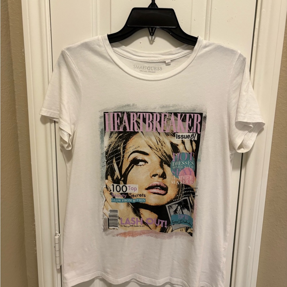 Guess White Heartbreaker Graphic Tee